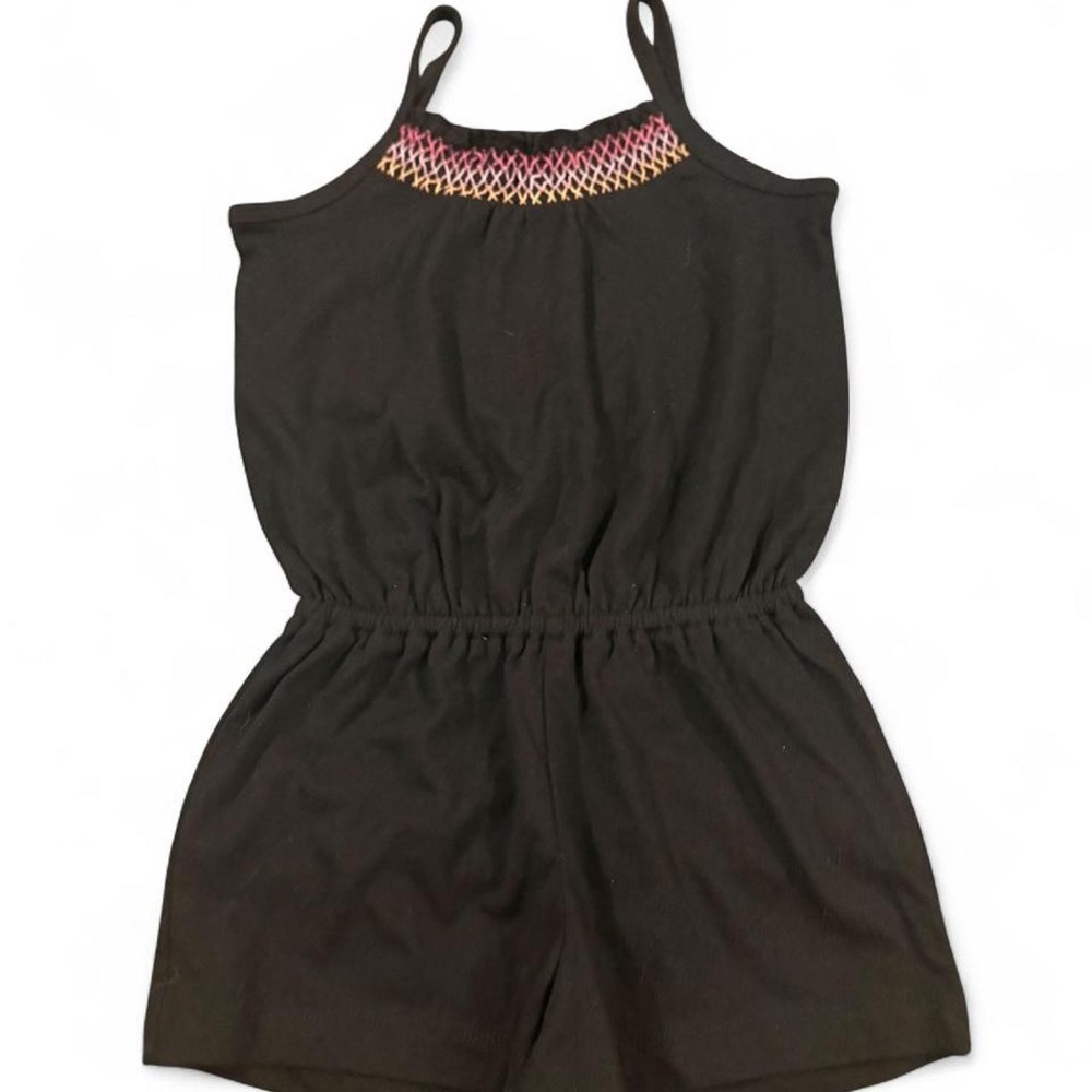 The Childrens Place Girls Black Romper Pink Yellow Geometric Neckline 3T NWT